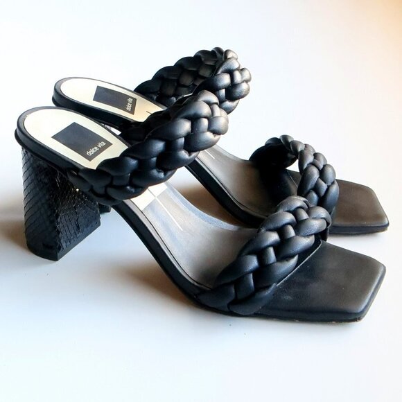 Dolce Vita Paily Heels Stella Black Block Heel Square Toe Mule Sandals Size 7 - Picture 16 of 16